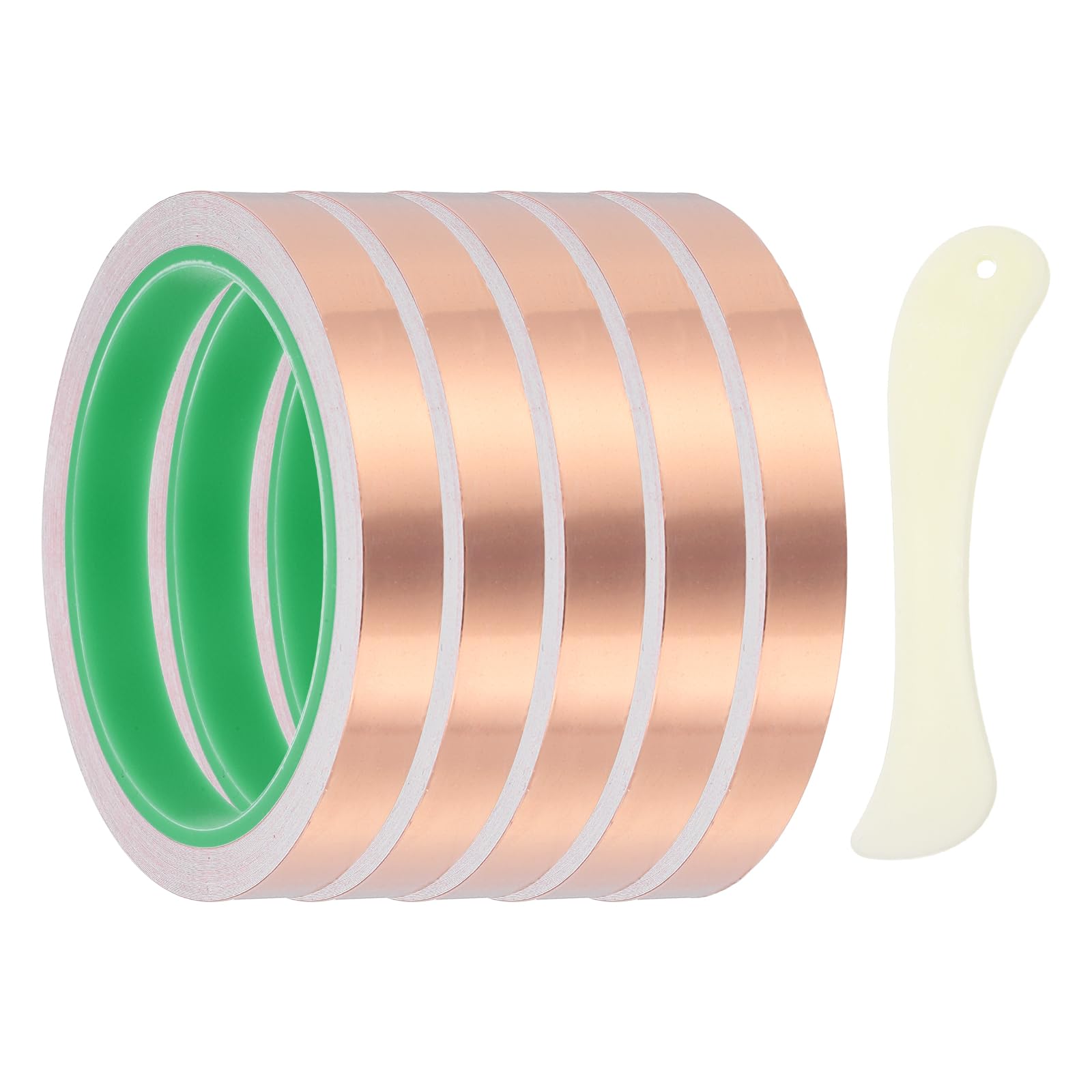 PATIKIL Copper Foil Tape, (0.47 Inch x 33 FT, Brass) (5 Set), Double Conductive Adhesive Tape with Correction Tool, Suit for - Guitar EMI/RFI Shielding/Electrical Repairs โ image 1