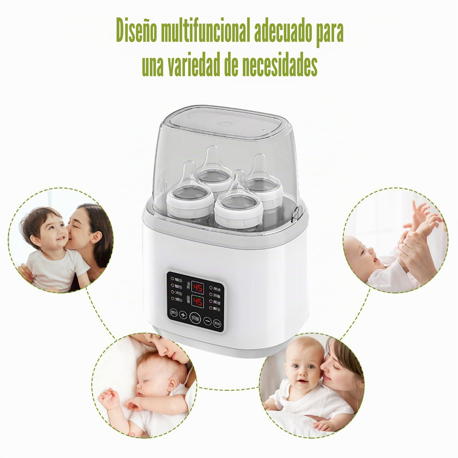 Calentador de biberones para bebé, 8 en 1, esterilizador para biberones, calentador rápido de biberones, calentador de biberones para bebés, calentador rápido de alimentos para bebés y descongelación,