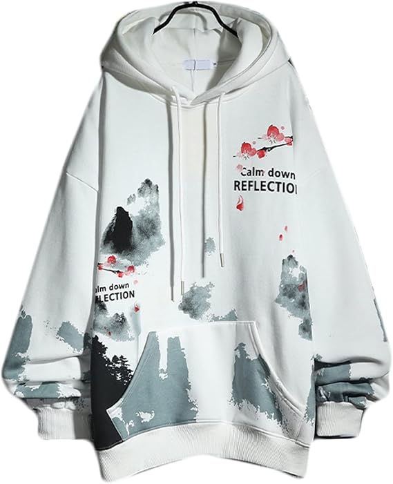 Amazon Co Jp プルオーバー メンズ レディース 春物 パーカー スポーツウェア プリント チャイナ風 ソフト ビッグシルエット ストレッチ フード付き 吸汗 丈長め カジュアル カッコイイ 流行し 体型パカー ペアルック 普段着 通学 ファッション