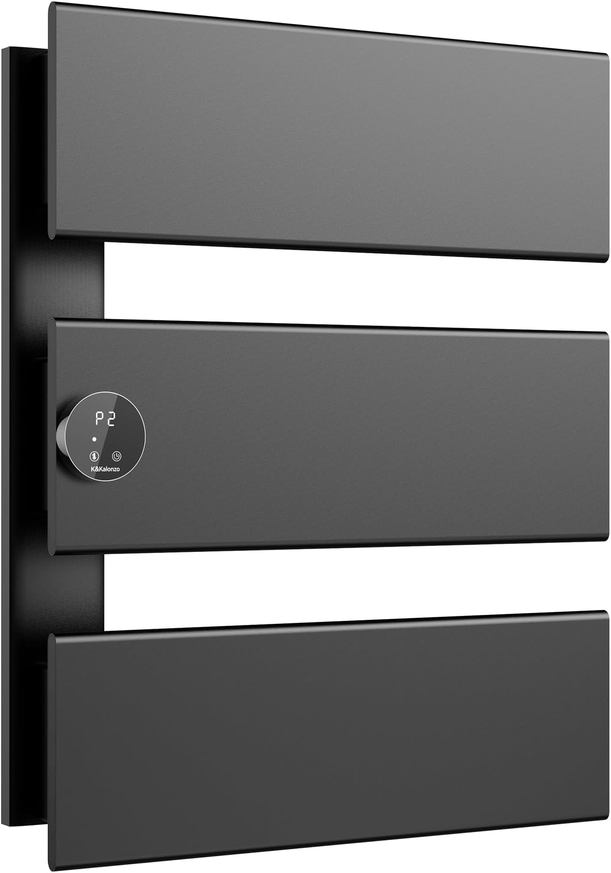 K&KALONZO Electric Towel Warmer, 18.35" W x 22.8" H Wall-Mounted Towel Heater with Built-in Timer, Waterproof Aluminum Towel Warmer for Bathroom, Support Plug-in and Hardwired, Black, K3-L-B