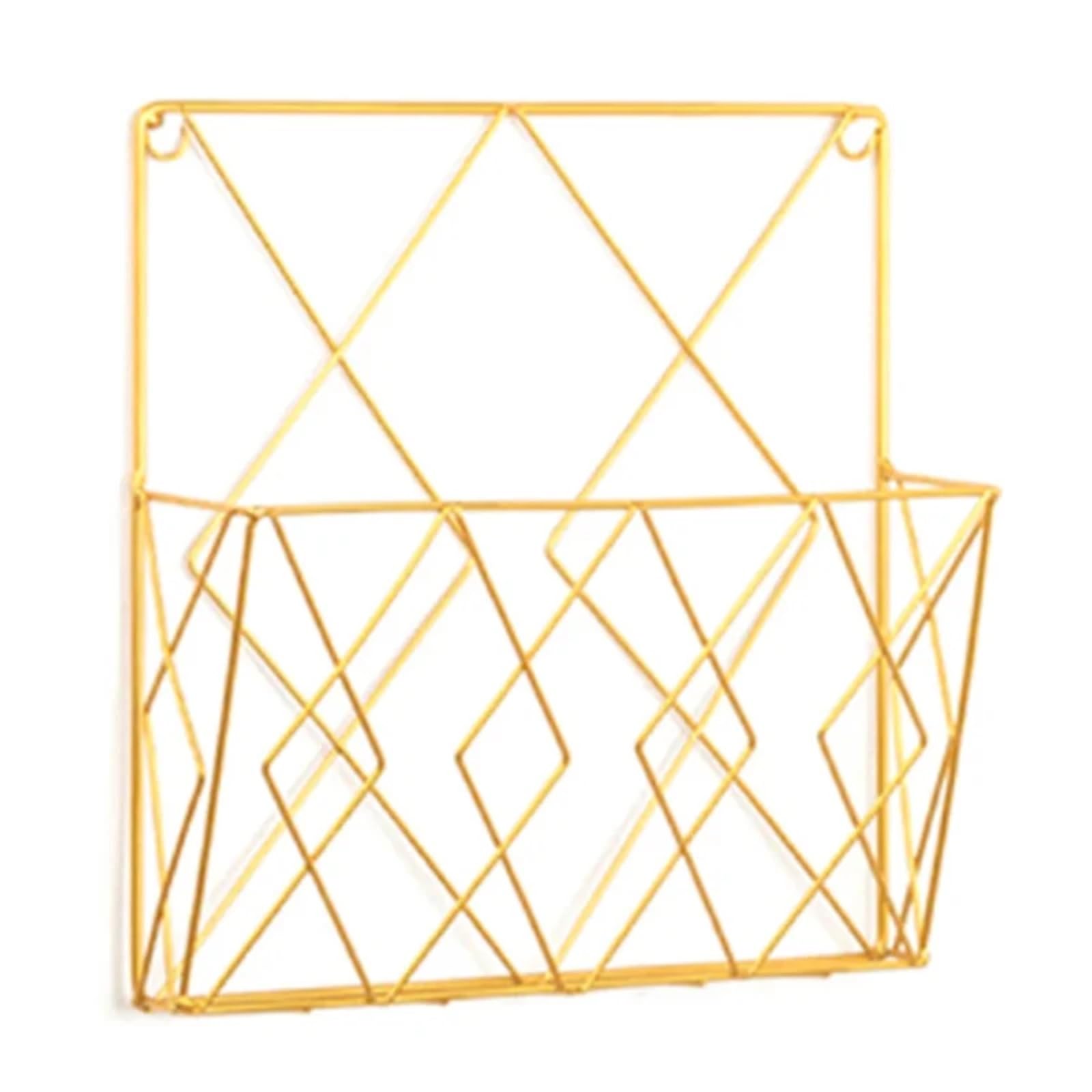 Fdbtyjn One Color Newspaper Rack Metal Wall Mounted Magazines Newspaper Storage Rack For Home Office Books Newspapers Files Folder Desktop Tabletop Display Stand(Gold)