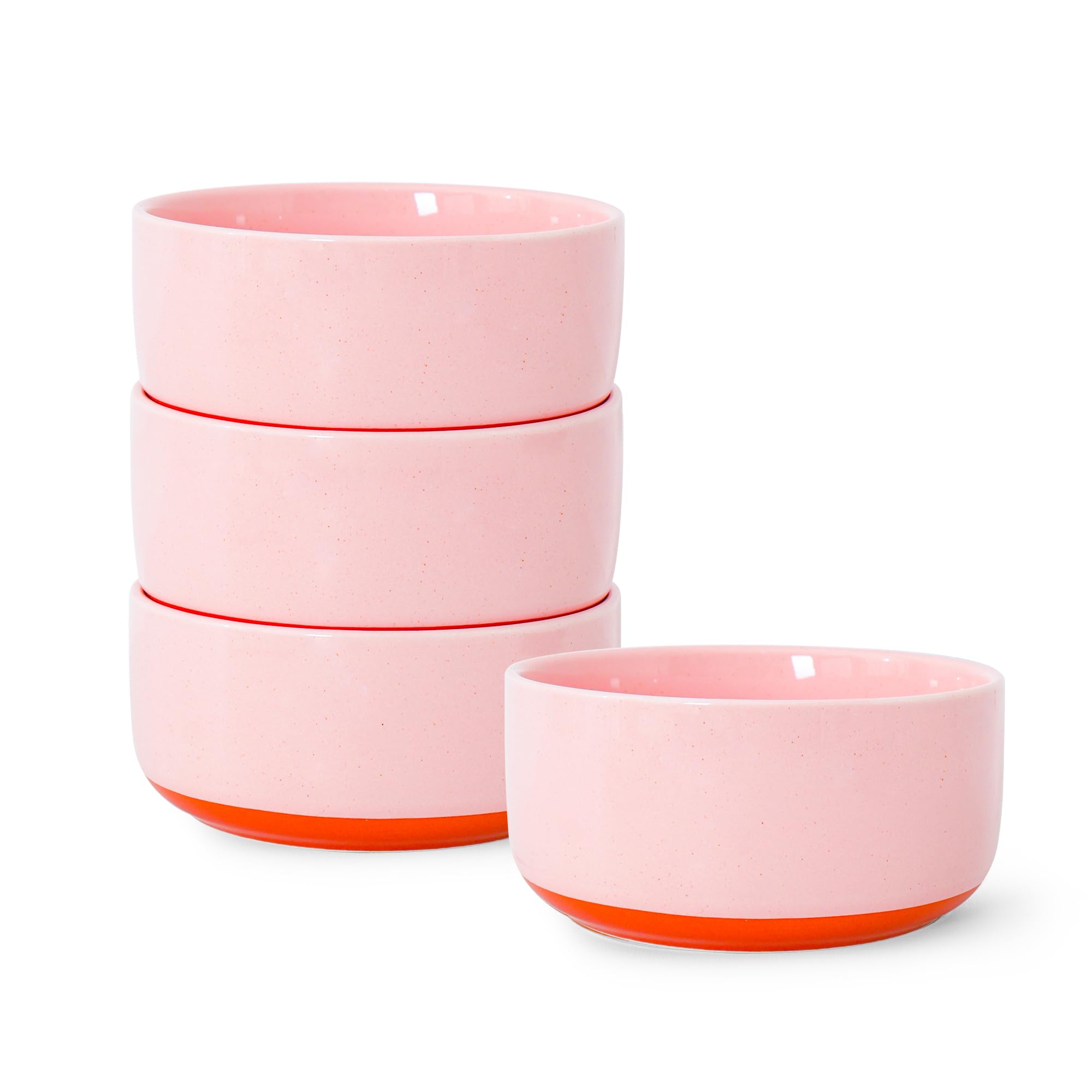 Stoneware Cereal &amp; Soup Bowls, Set of 4, 6-Inch, Pink