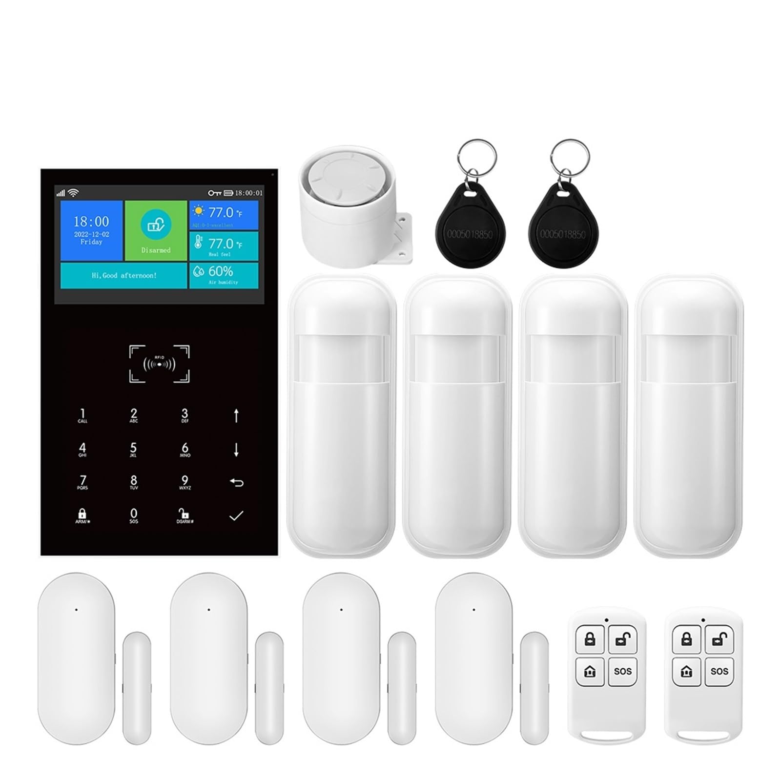 Koesrxnqw D Wifi Smart Home Gsm Alarm System Wireless Suitable For Residential Offices Villas Remote Monitoring(D)