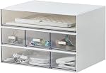 Desk Organizer with 6 Drawers, Makeup Organizer, Plastic Makeup Storage, Cosmetic Storage Organizer, Desk Storage Box, Bathroom Organization Boxes, Desktop Storage Box(White)