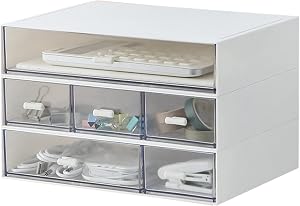 Desk Organizer with 6 Drawers, Makeup Organizer, Plastic Makeup Storage, Cosmetic Storage Organizer, Desk Storage Box, Bathroom Organization Boxes, Desktop Storage Box(White)