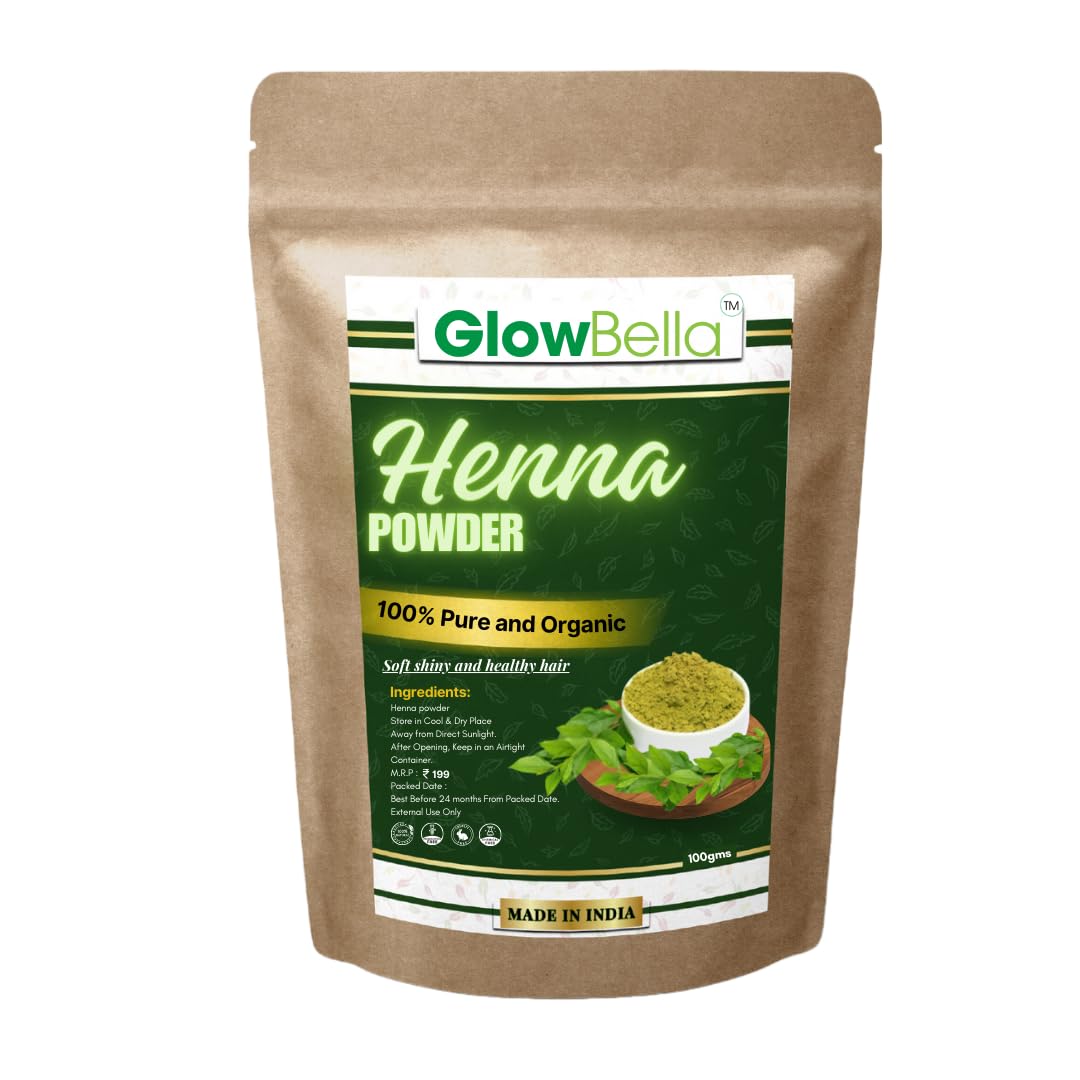 Glow Bella 100% Pure Henna Powder Organic for Hair Colour (Mehandi) | for Hair, Hands & Feet| Tripple Sifted- 100 Gram-picture-39