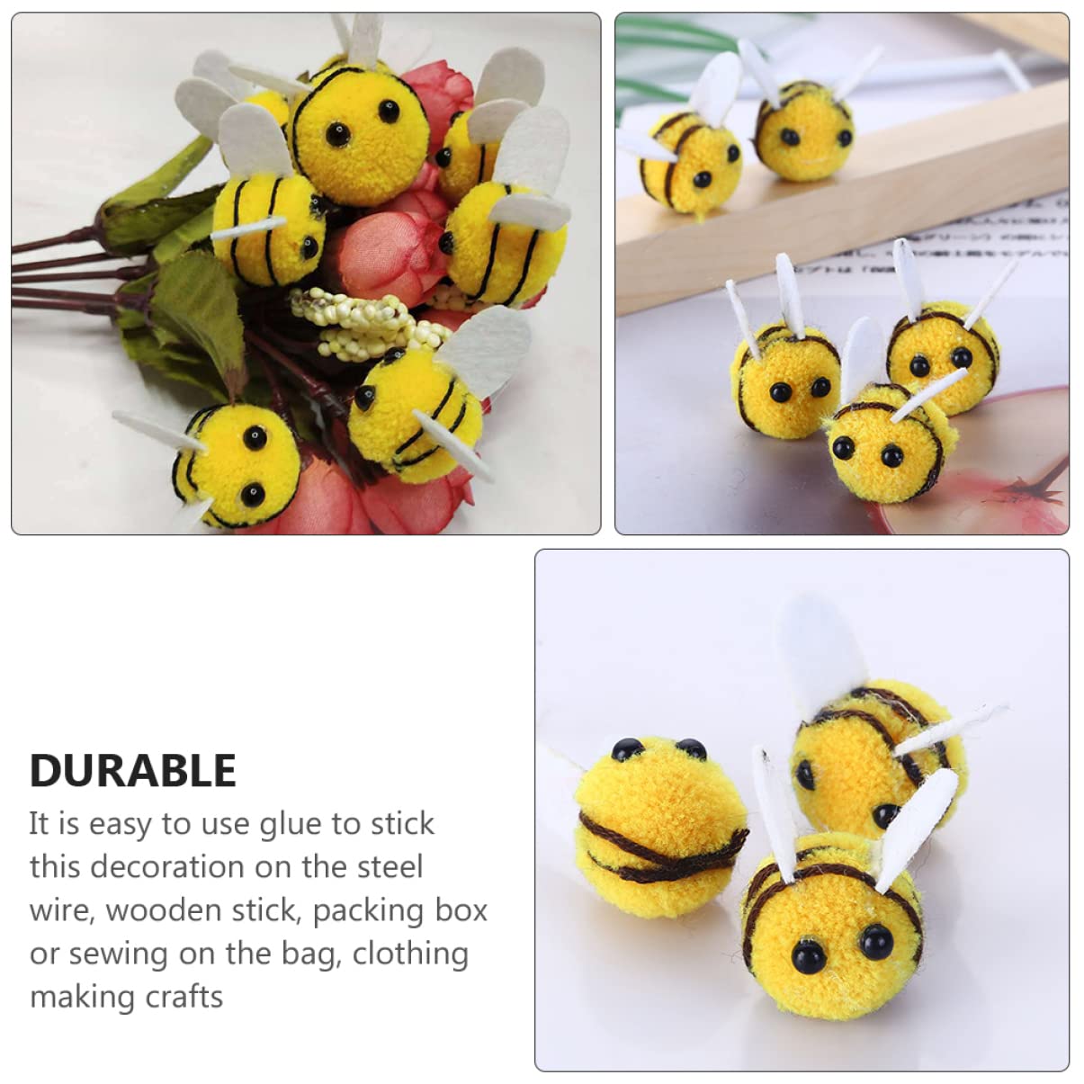 10 Stück Handgemachte Bienen-Figuren Aus Wollfilz – Gelb, Ca. 3 Cm, Für Deko & Basteln