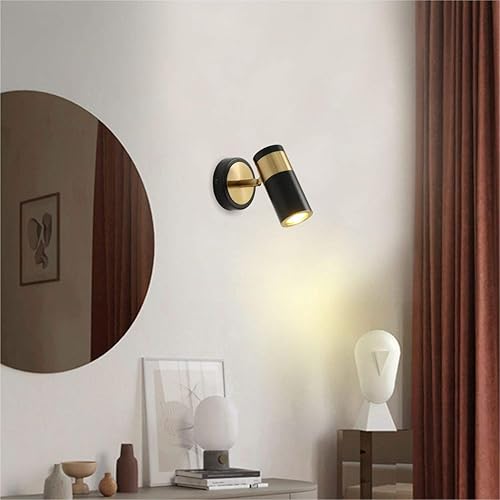 Miniatura 9 de Aplique de pared industrial negro retro 1 luz interior lámpara de pared con pantalla cilíndrica LED proyector de pared para mesita de noche