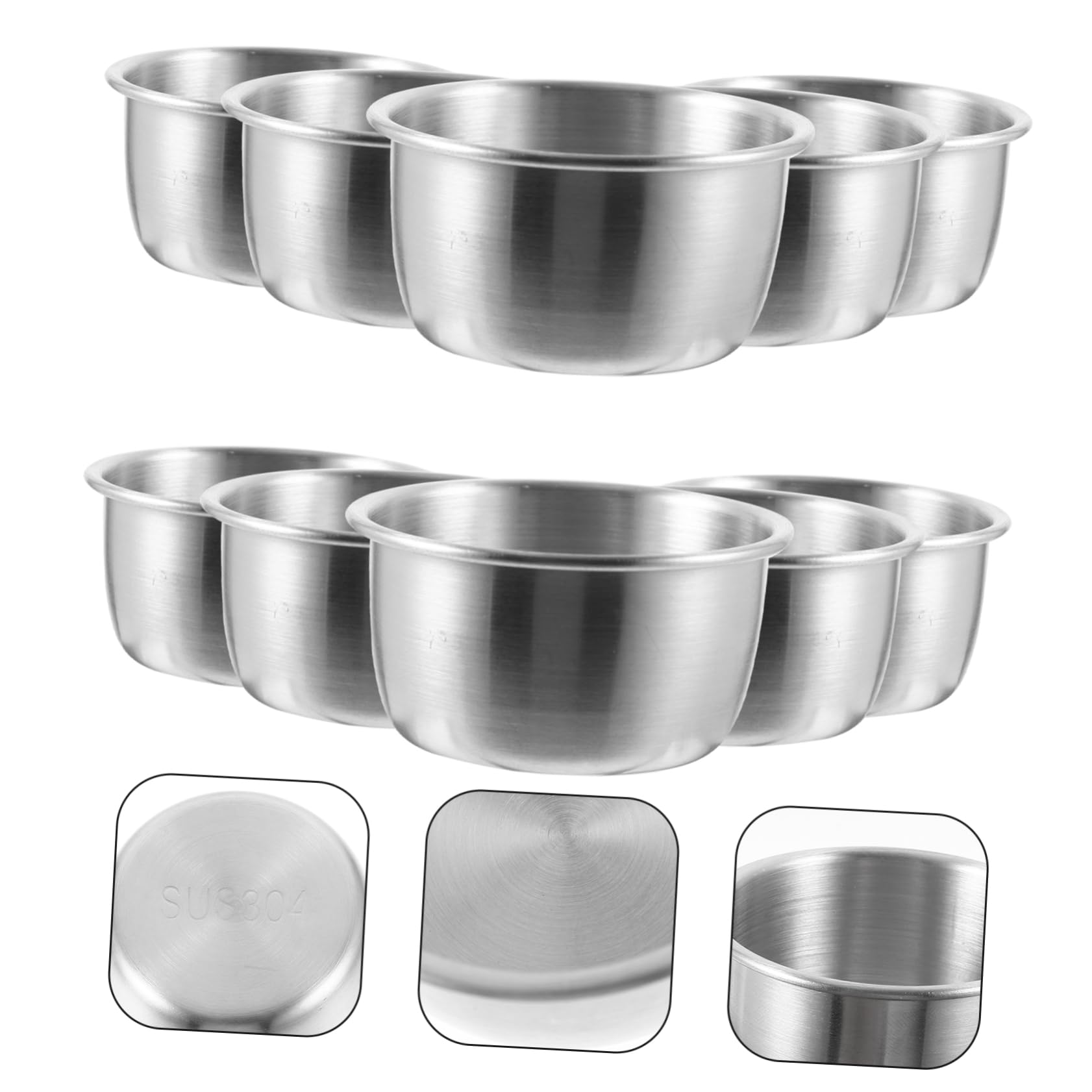 KICHOUSE 10 Pack Stainless Steel Sauce Dipping Cups Condiment Bowls for Restaurant Meal Prep Home Party Use