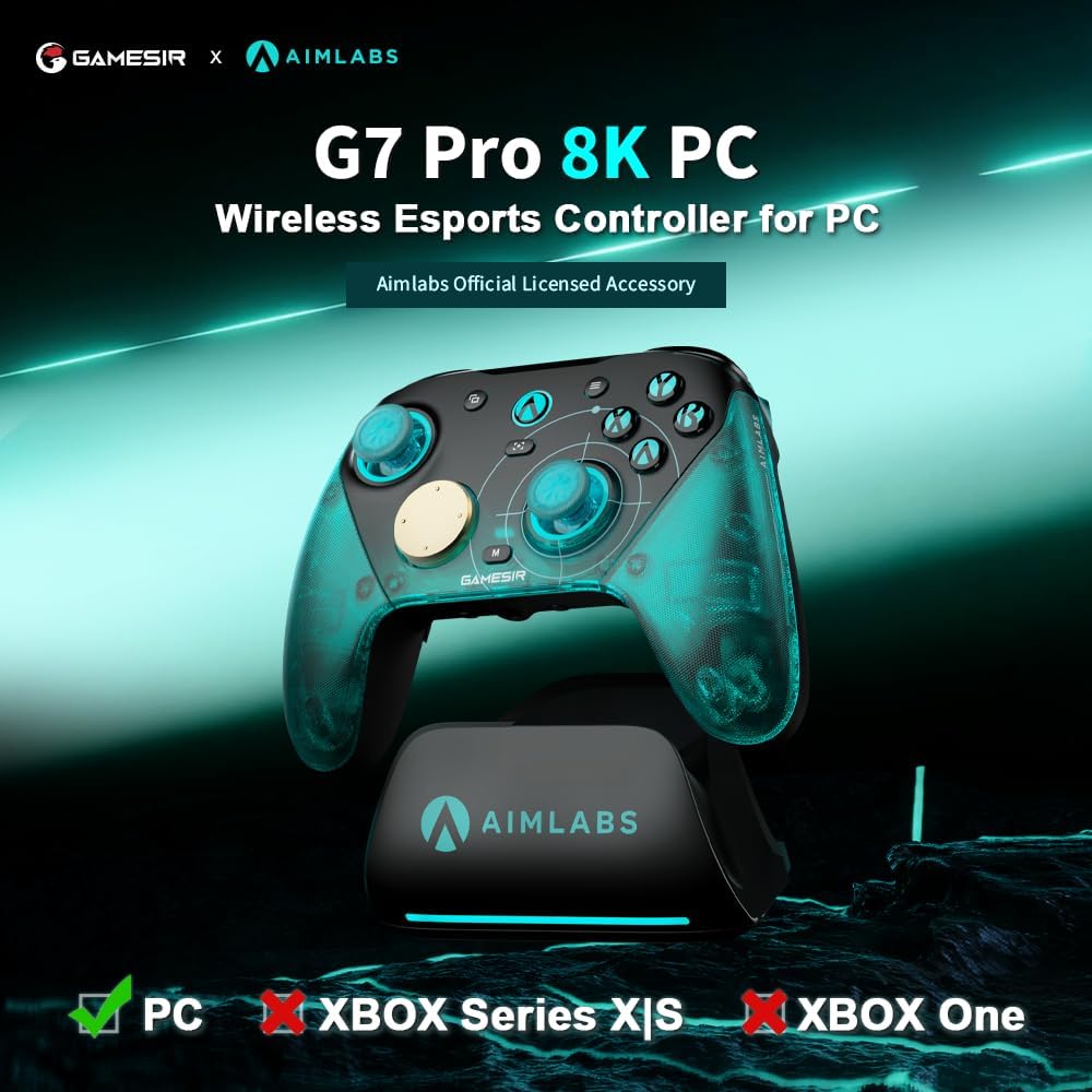 GameSir G7 Pro 8K PC Manette Sans Fil Esports - 8000Hz Polling, Sticks Mag-Res TMR Gen-2, - Analyse des détails et conception