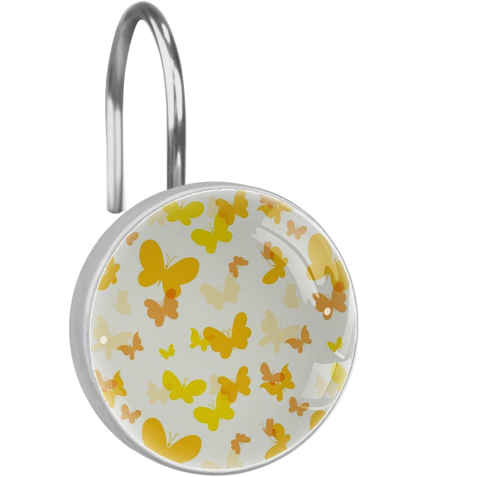 Crochets pour rideau de douche inox anti-rouille lot de 12 papillons jaunes