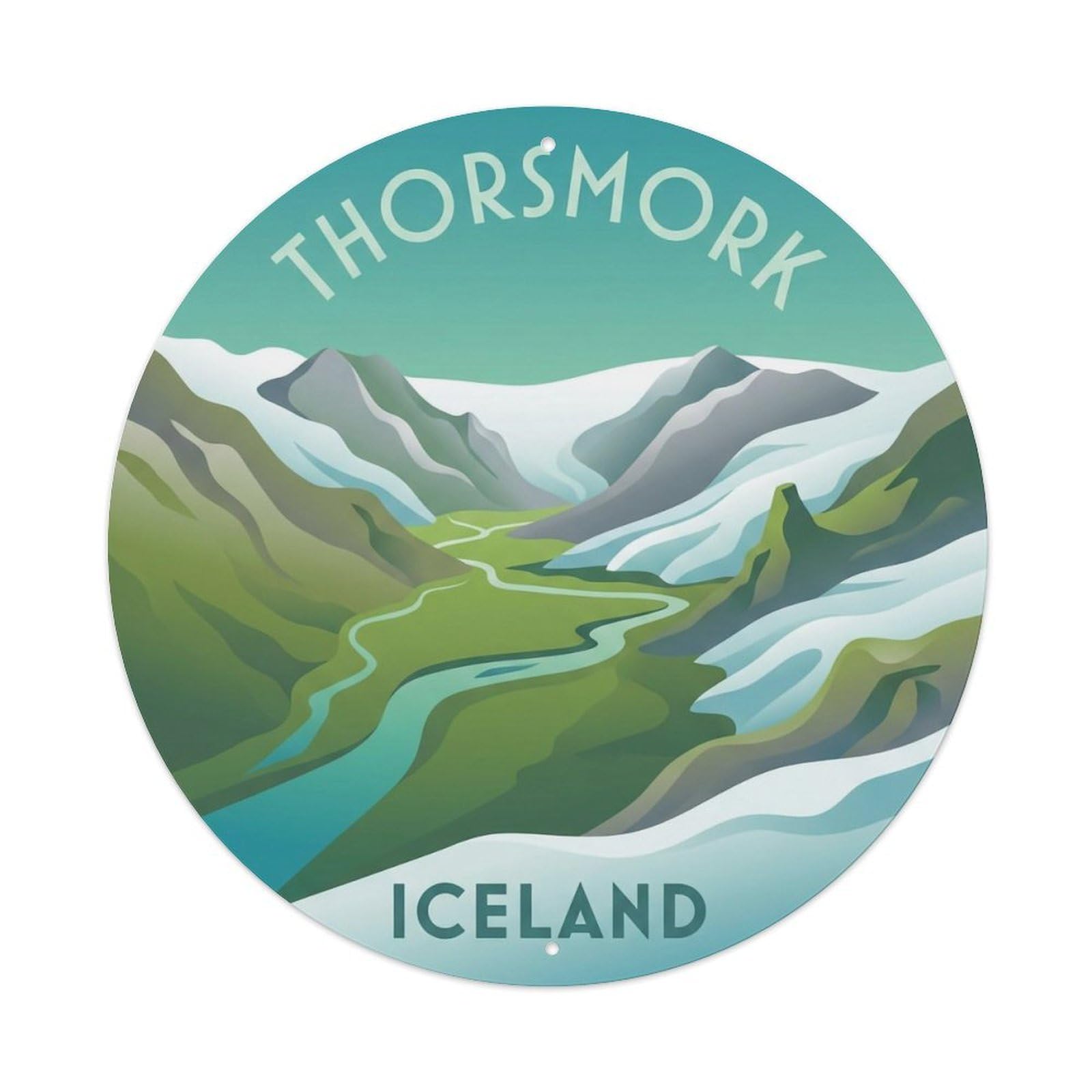 Vintage Travel Thorsmork Iceland Valley Metal Tin Sign