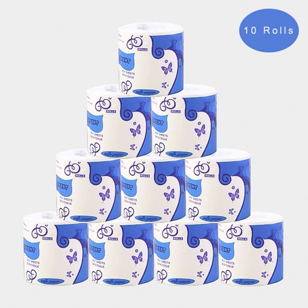 Toilet Paper Bulk Rolls Bath Tissue Bathroom White Soft 3 Ply Standard Rolls Recycled Fiber Bulk Paper(10 Rolls)
