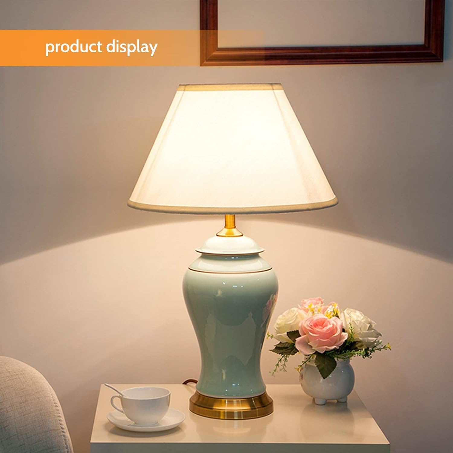 Lampa stołowa ceramiczna Farmhouse, złota podstawa, dioda LED, lampa biurkowa w stylu chińskim Cottage Modern Bedside Desk Nightston Lampa stołowa