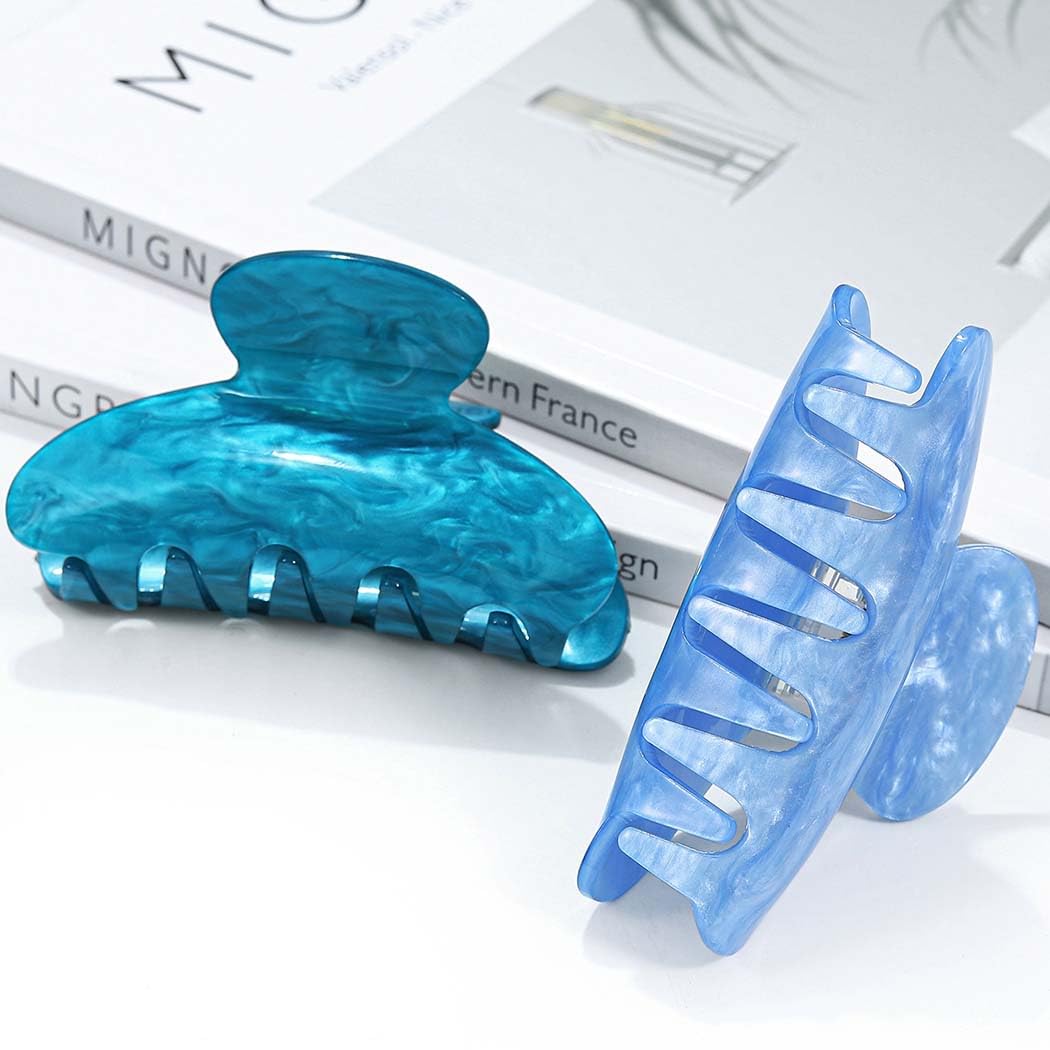 Reaky Acrylic Claw Clip Pink Hair Clips Cute Medium Hair Claws Hair Accessories for Women (lake blue+royal blue)