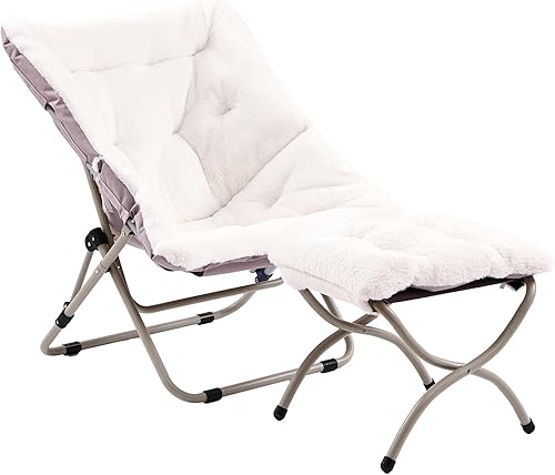 Miniatura 1 de Cómoda silla plegada, silla plegable de gran tamaño de piel sintética suave, silla flexible para niños, niñas, adolescentes y adultos, silla lunar