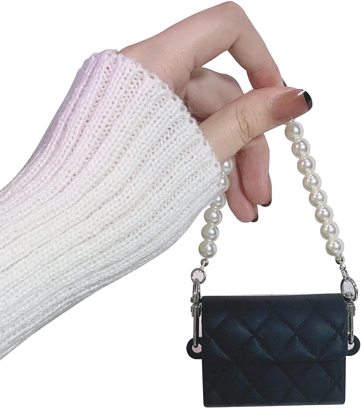 MIDOS Airpods Pro Case Lattice Bag Design with Pearl Chain Handbag 