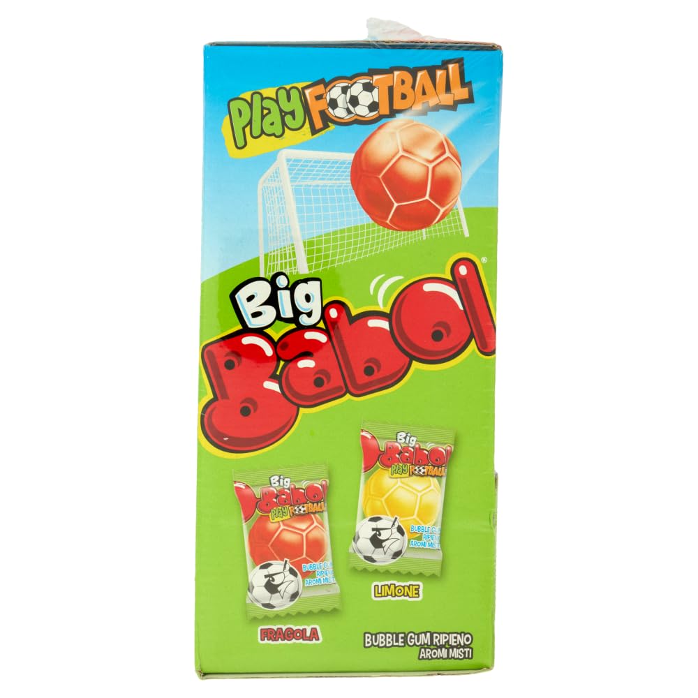 Big Babol Play Football, Chewing Gum morbido, Gusto Fragola, Cola e Limone, senza Glutine, Confezione da 200 Gomme da Masticare Monoporzione, Incartate Singolarmente, per Feste e Compleanni Bambini