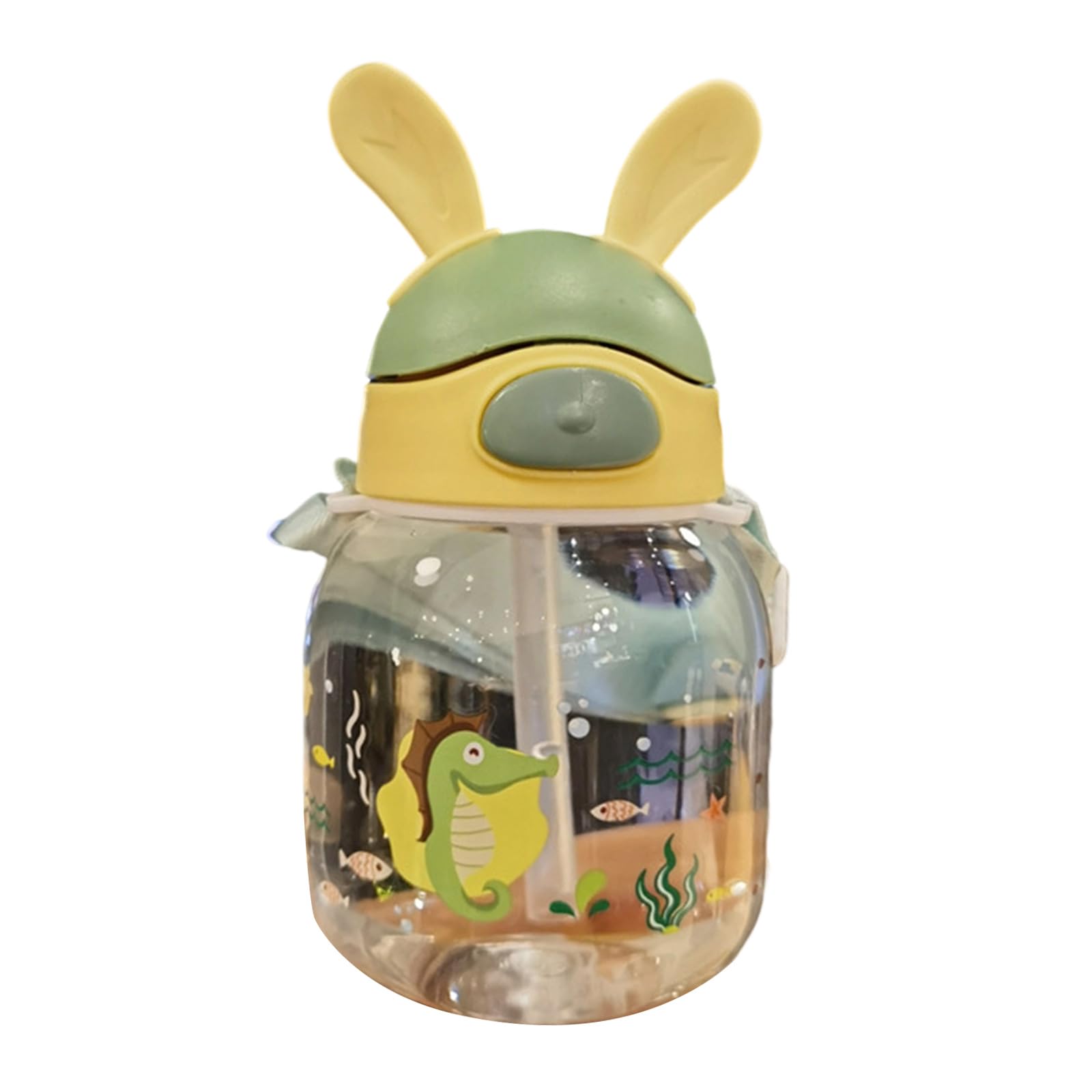 Jazuaiao Shockproof Water Container for Children, with Direct Straw and Ergonomic Back Bag Belt, Suitable for Active Children Spill Proof Straw Cup