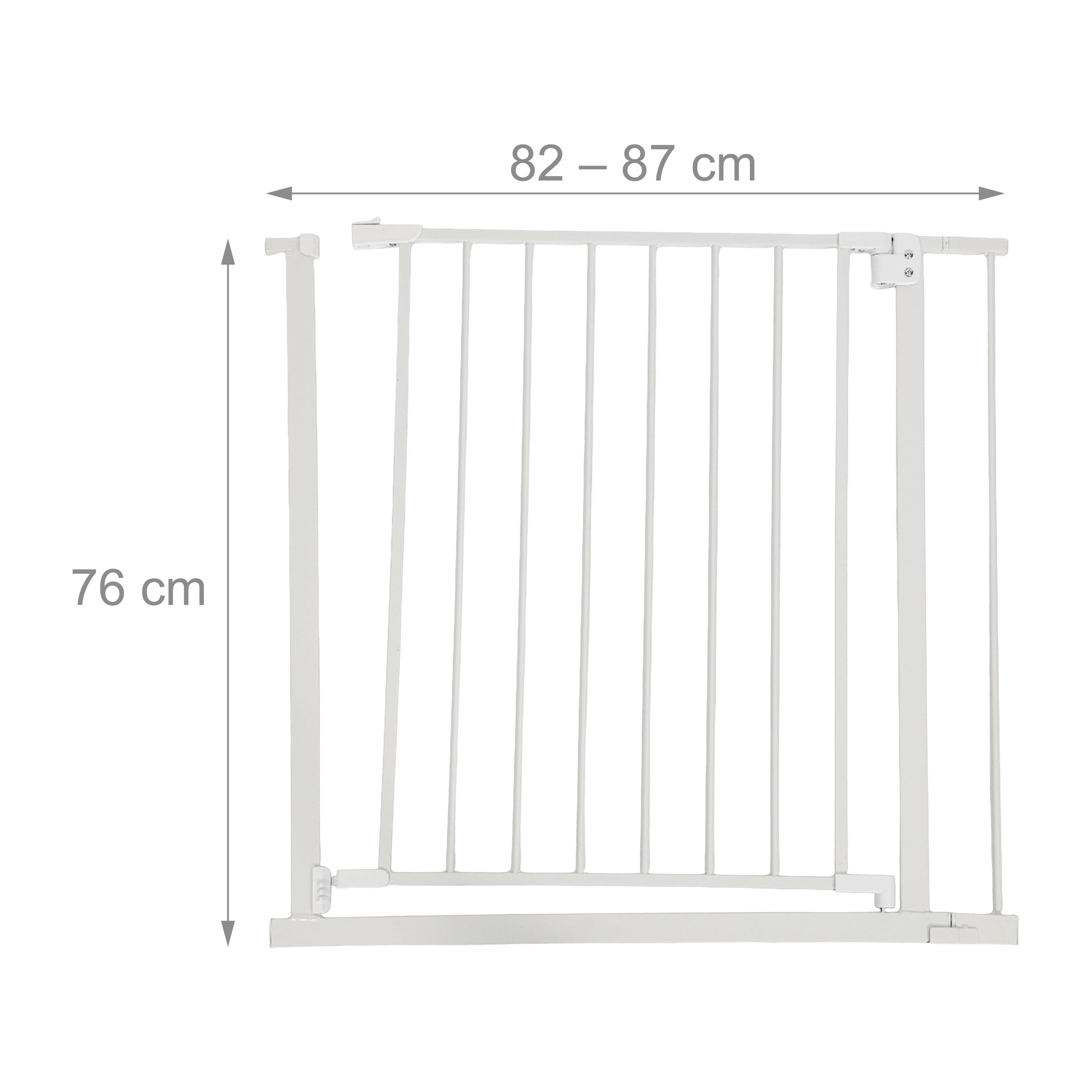 Barrière de sécurité Relaxdays, 82-87 cm, sans perçage, bébé et Enfant, escalier et Porte, barrière à serrer, Blanche