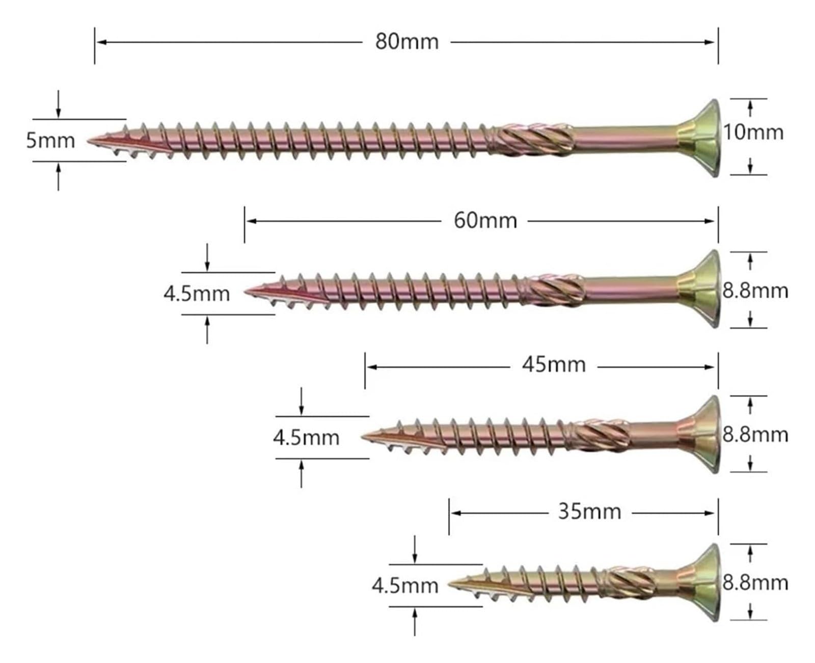 Vis à bois tête cylindrique cruciforme autotaraudeuse en acier