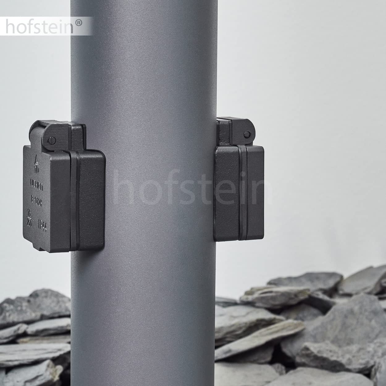 Zewnętrzna oprawa drogowa Tunes z 2 gniazdami, oprawa na bazie metalu/tworzywa sztucznego w kolorze antracytowym/białym, oprawa drogowa 110cm, lampa ogrodowa, E27, IP44, bez żarówek