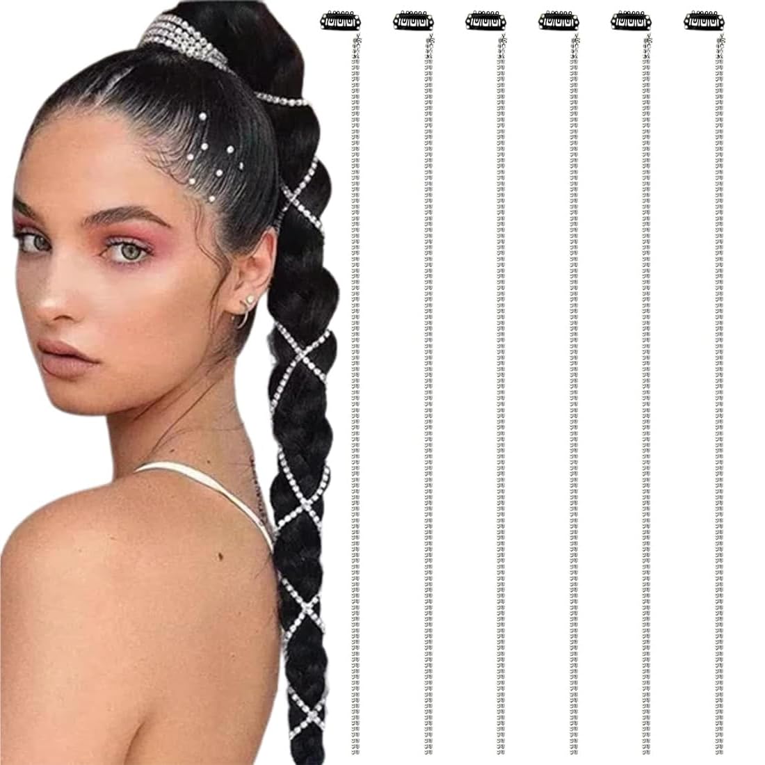 Sucrain 3 Pezzi Fasce Annodate Perla per Donna Ragazza Colorate Nero