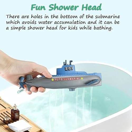 Miniatura 6 de Miracland Juguete de baño submarino de viento, divertido submarino de agua para bañera, juguete de bañera mecánica para piscina, playa, niños (gris)