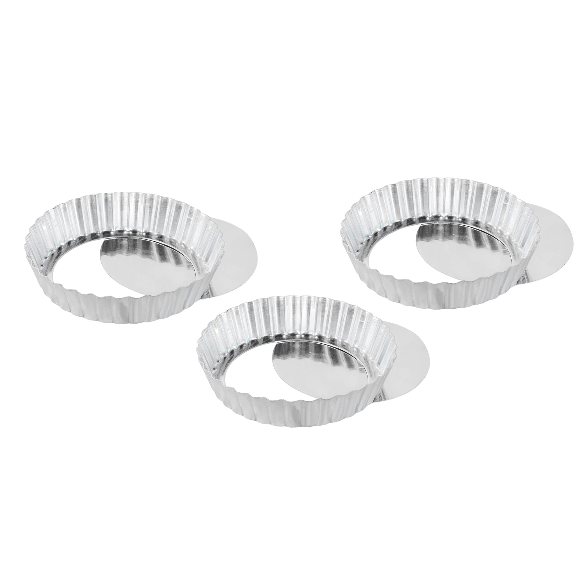 Aluminium Pie Dish Tart Pan with Loose/Removable Bottom, 4 inch Diameter Set of 3