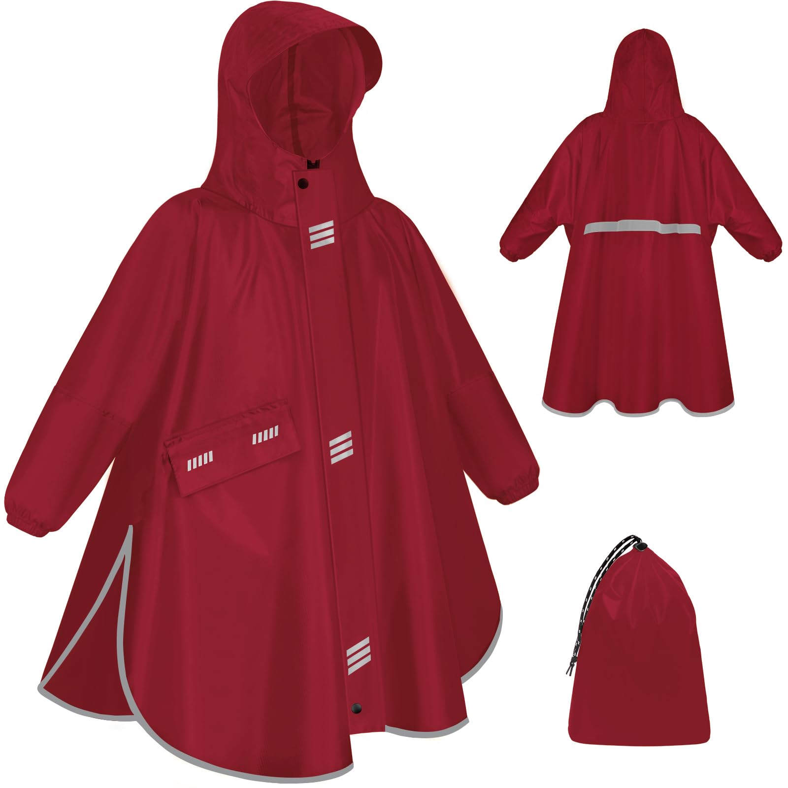 Chubasquero Niño Poncho Lluvia Impermeable Capa Chuva Criança Ligero Plegable Poncho Lluvia Unisex con Capucha Mangas Reflectantes Chubasquero Niña Plegable Poncho Impermeable