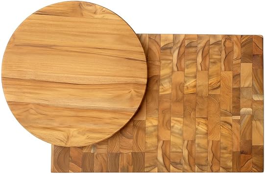 Rico & Plato Dukkah Teak End Grain Cutting Board with Round Plate - Thumbnail 4
