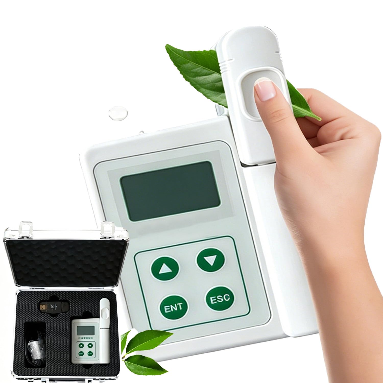Tragbarer Pflanzennährungstester & Chlorophyll-Messgerät, langlebiges Spad-Messgerät mit 2000 mAh Akku und Datenexport für Pflanzen und Setzlinge