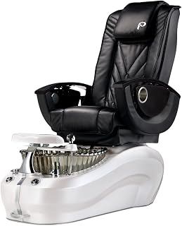 NexGen Professional Pedicure Spa Chair - Shiatsu Massage with Rolling, Punching & Kneading, Fully Electric Reclining Top, Durable Glass Bowl, Magnetic Jets, Folding Trays, PIB-PX20-BLK-WHT