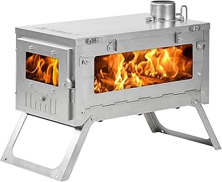 POMOLY Camping Wood Stove Hot Tent Stove, Ti 0.6 Portable Lightweight Titanium Stove for Hiking, Cooking, Heating (Stove Pipe 9.84ft / 3m)