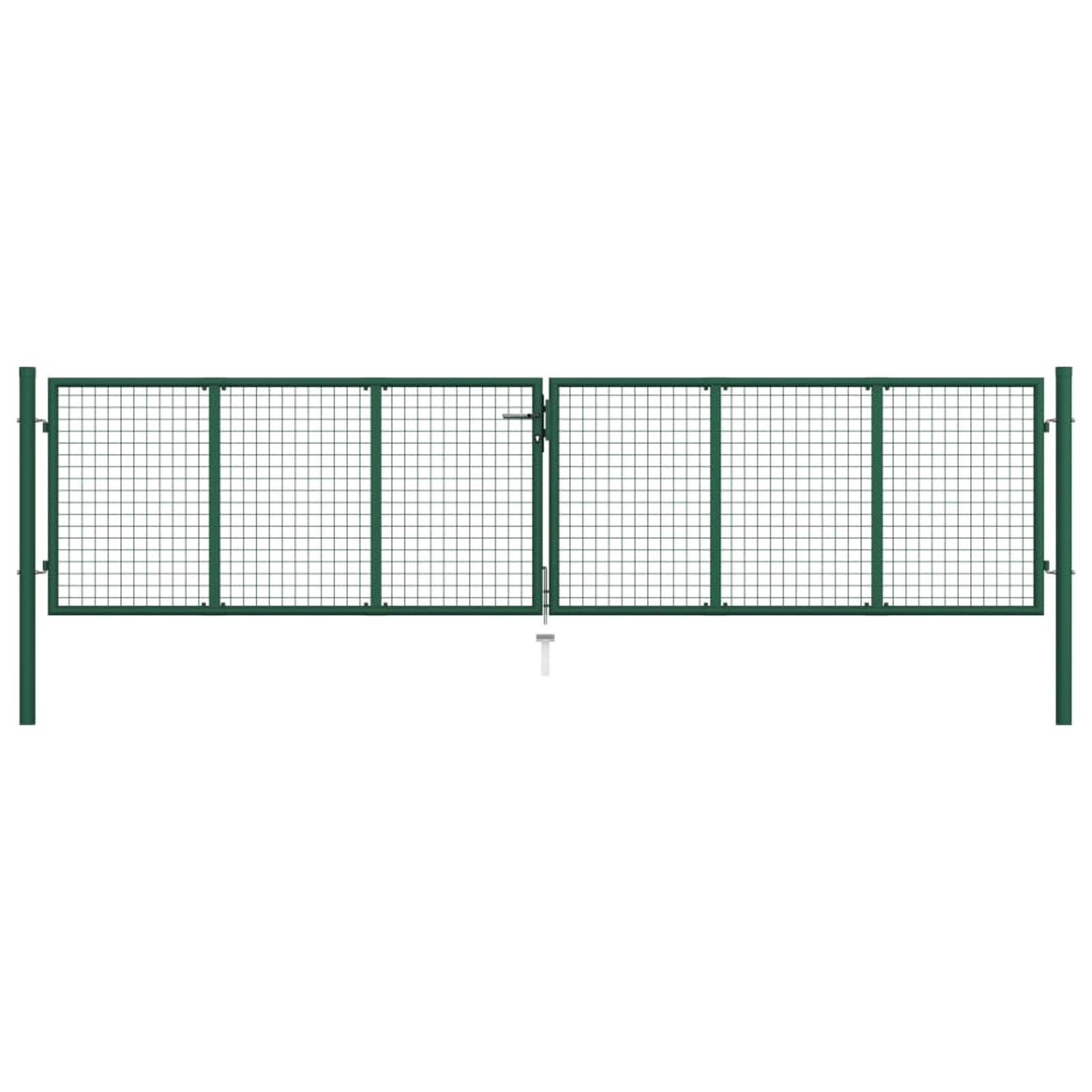 Mesh Gartentor Verzinkter Stahl Doppelflügeltor Doppeltor Gartentür Zauntor Hoftor Zauntür Gartenpforte Einfahrtstor Tor Stahl 400 x 100 cm Grün