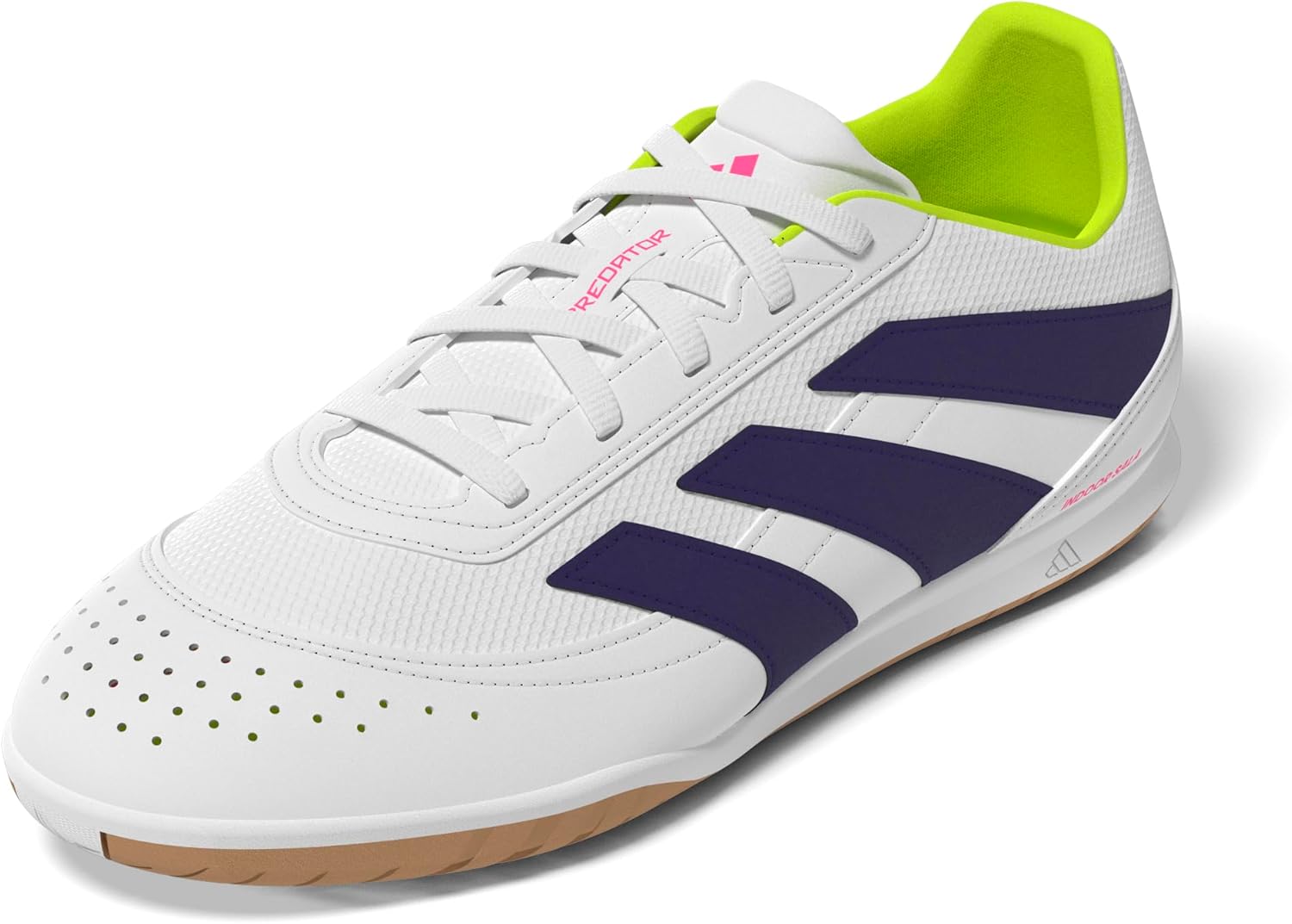adidas Originals Kids' Club Predator Indoor Shoes 11 Little Kid White/Collegiate Purple/Lucid Lemon