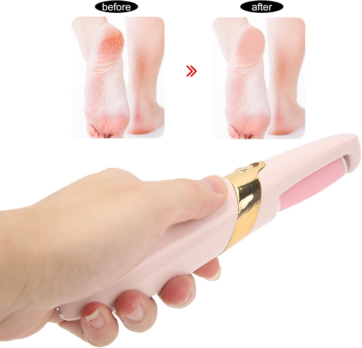 Electric Foot Grinder, USB Charging Powerful Efficient Beauty Feet Callus Remover Pedicure Device Electric Foot File, 2 Grinding Head Foot Grinder for Dead Skin