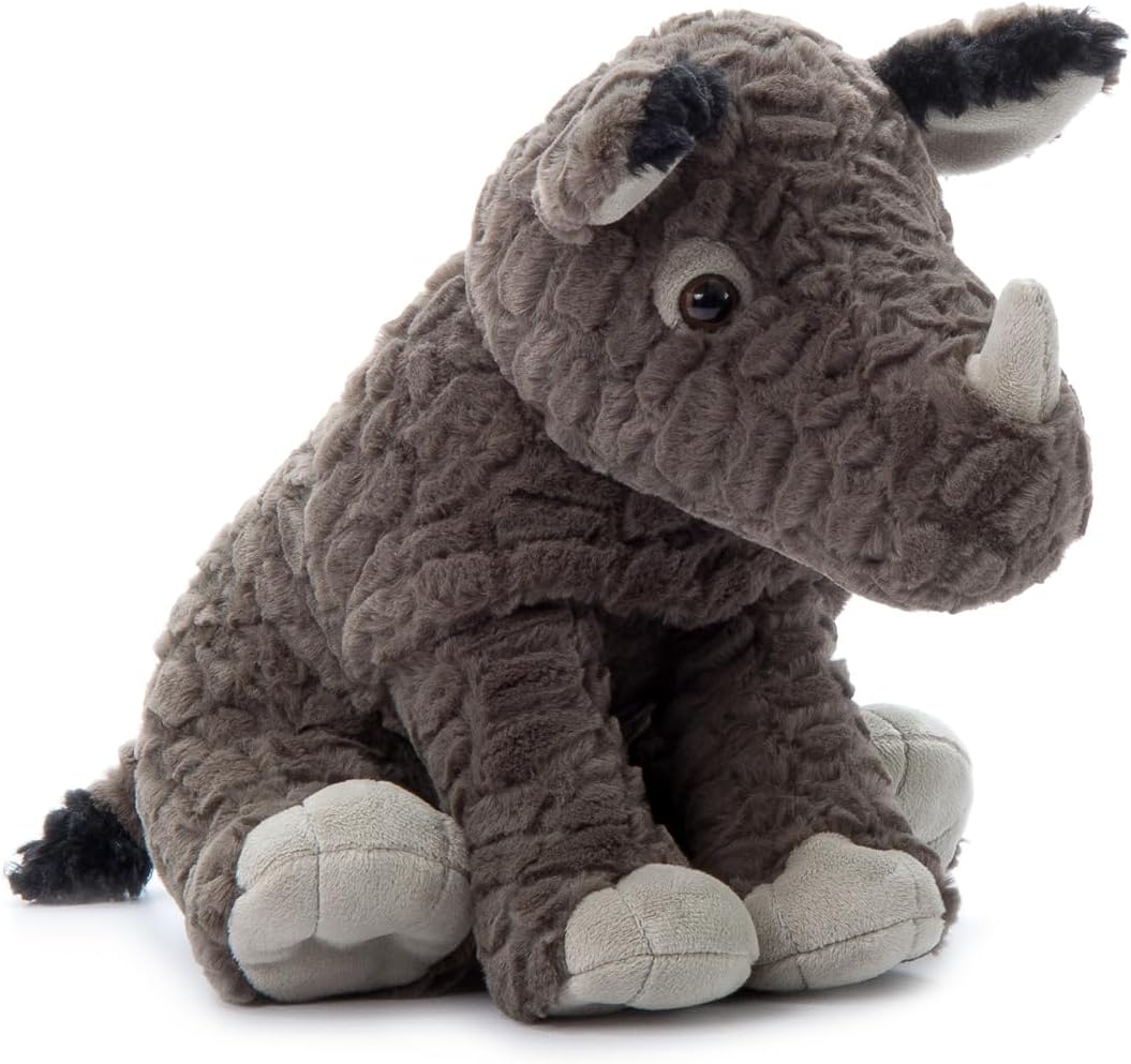 The Petting Zoo Rhino Stuffed Animal, Gifts for Kids, Wild Onez Zoo Animals, Rhino Plush Toy Sitting 12 inches