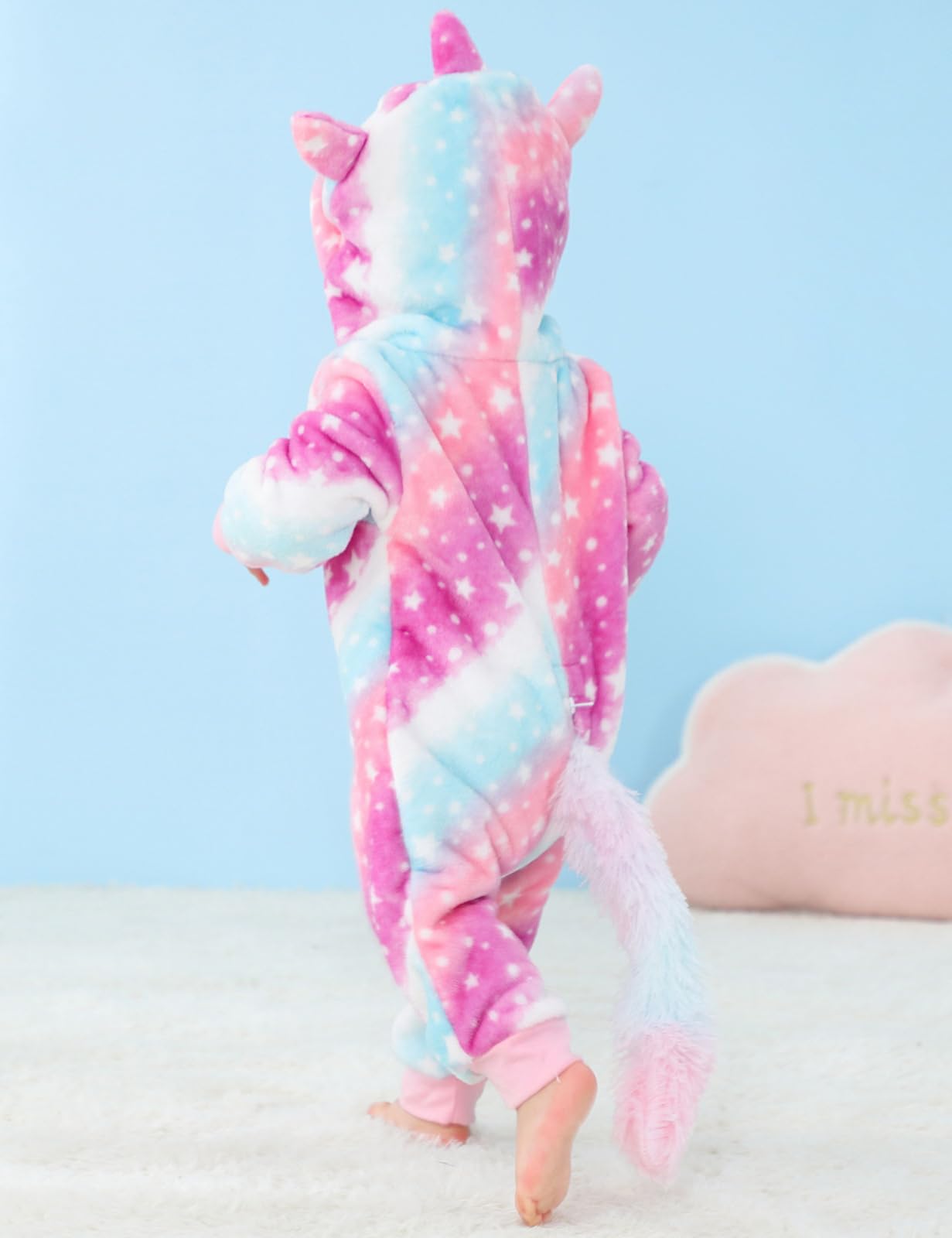 MOMBEBE COSLAND Baby Unicorn Costume Kids Animal Hooded Romper Onesie Infant Halloween Costume, Unicorn, 2 Years - Image 4
