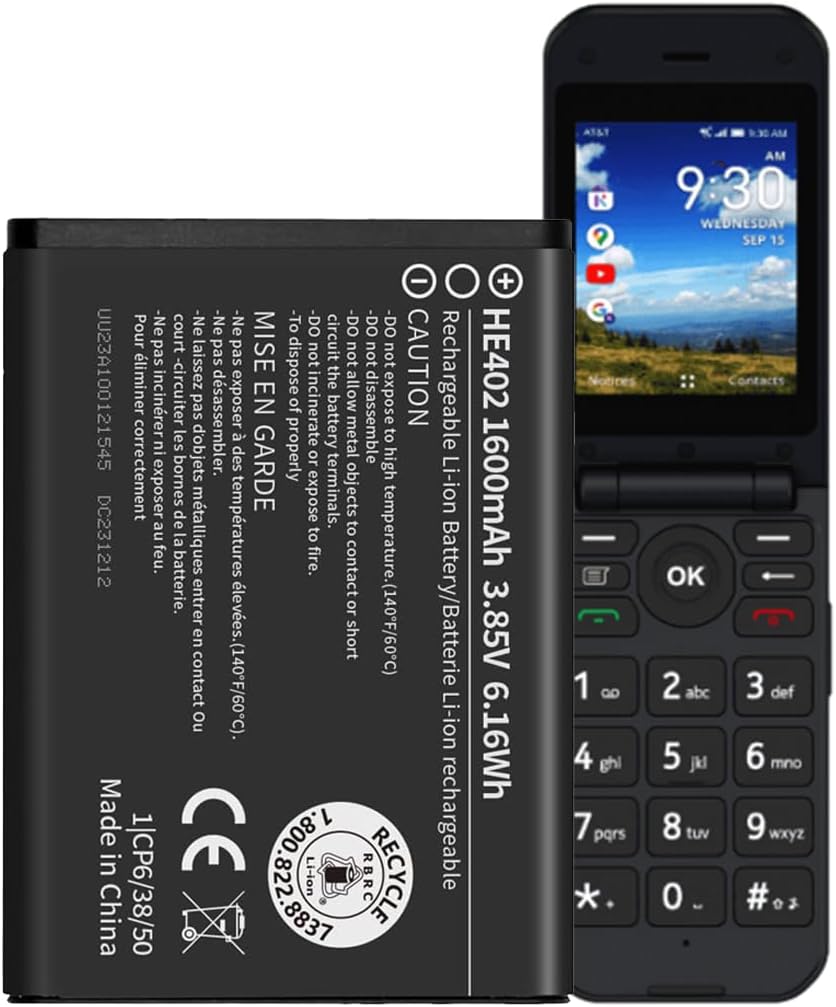 - HE402 Battery,1600mAh(2025 New Upgrade) Replacement Battery for 2780 Flip AT&T Cingular Flex (ATTEA211101)