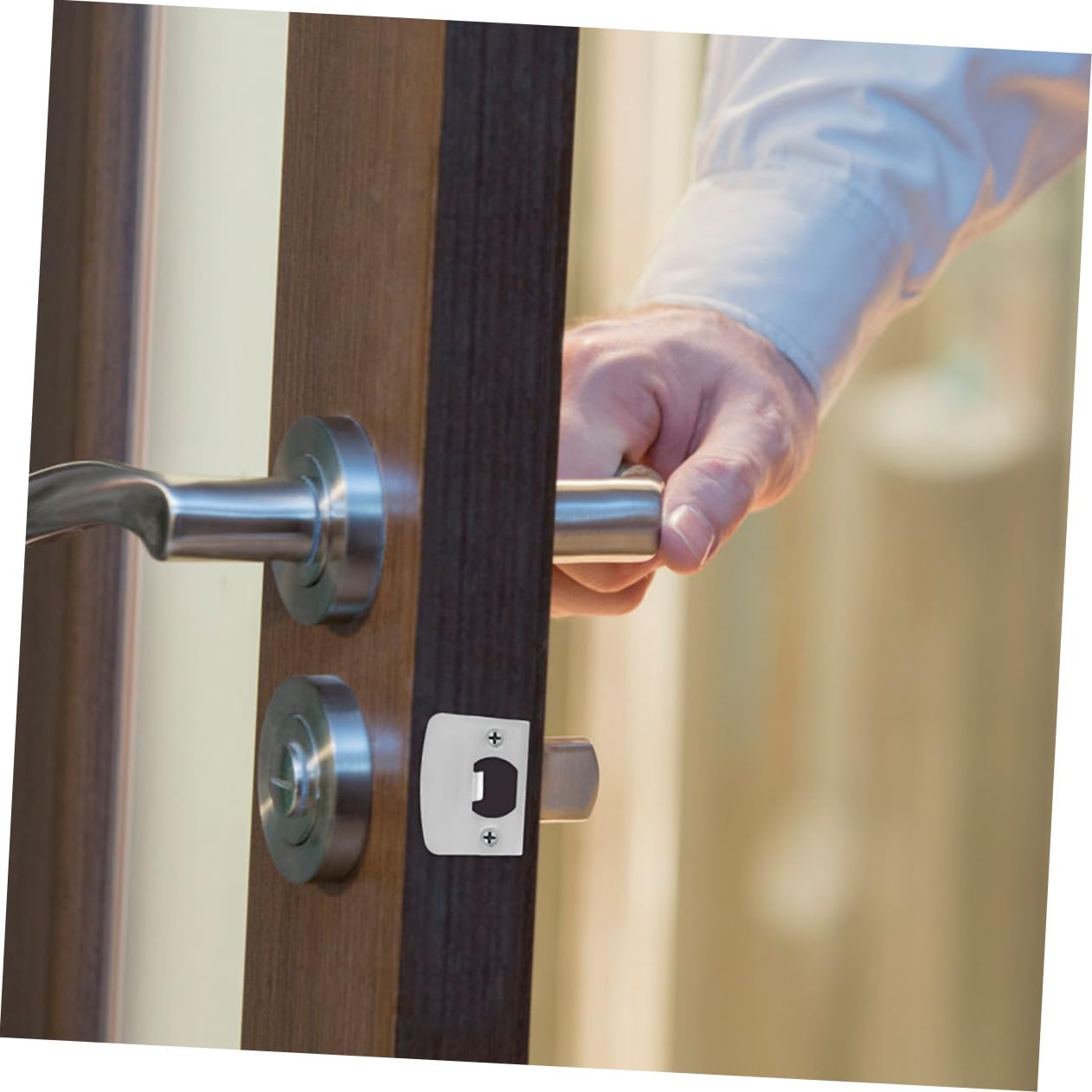 Tofficu 5 Ensembles Guide De Serrure De Porte Gâche De Porte Loquet De Porte Pêne Dormant Lourd Plaque De Renfort De Porte Plaque De Porte Gâche De Porte Nickel Satiné Gâche 4 pièces * 5