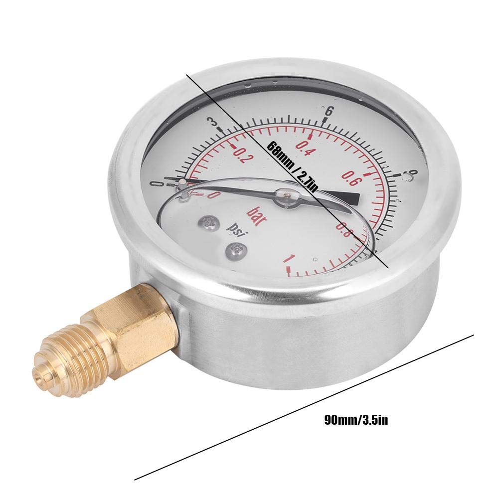 Manometro 0-15psi 1/4 BSP, manometro Radiale Riempito d'olio, Strumento di misurazione della Pressione, per l'industria Chimica dell'energia elettrica dei macchinari, ECC.
