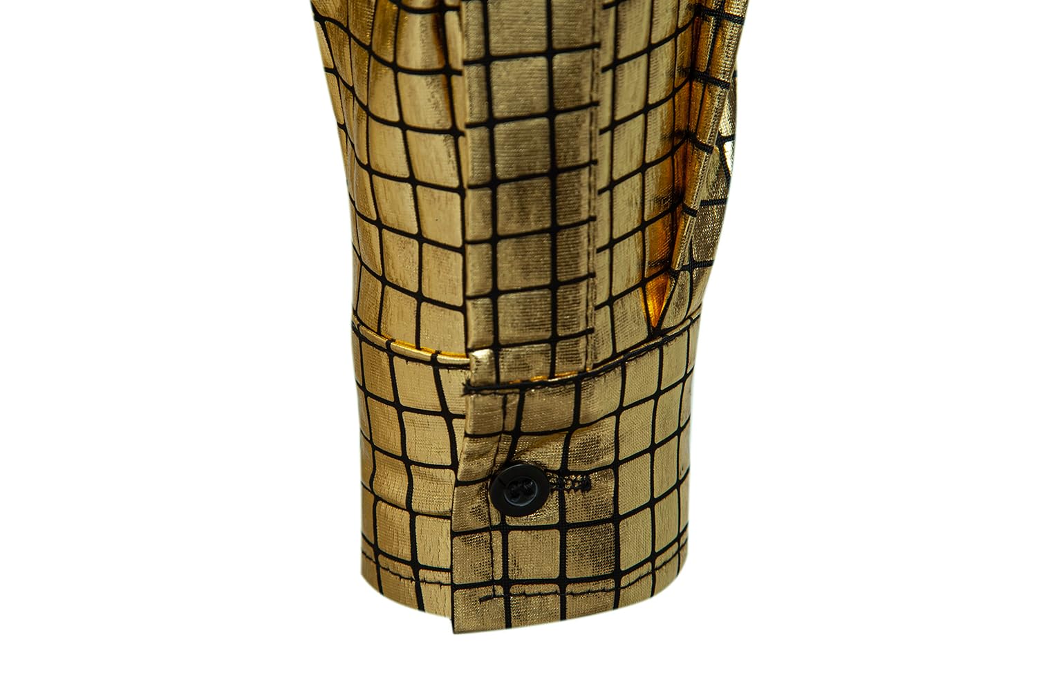 NewL Camisa de manga larga a cuadros metálicos para hombre, color negro, formal, para bodas, actuaciones, noche