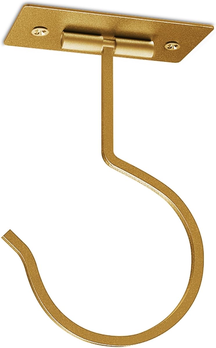 Self Adhesive Banana Hook Under Cabinet Foldable Banana Hanger Metal Under Counter Banana Hook to Keep Bananas Fresh Banana Holder for Kitchen RV Space Saving, Golden