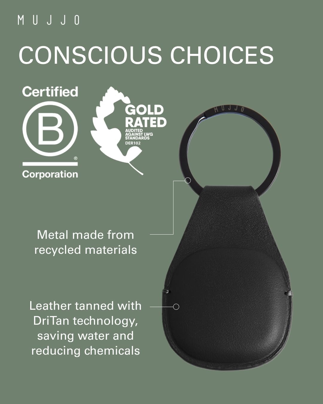 Mujjo Leather Keychain Cover - Compatible with AirTags - Durable & Luxurious Design - Secure Fit - Premium Leather - Black