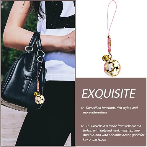 Miniatura 2 de Adorno de campana de flor de cerezo, cordón para llaves, decoración de Sakura, llavero para teléfono celular colgante para bolso