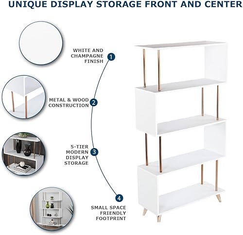 Miniatura 8 de SEI Furniture Beckerman - Estantería dorada (AMZ9753ZH)
