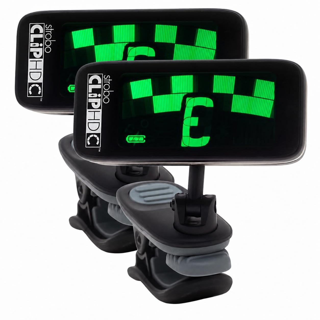 Peterson StroboClip HDC - Afinador de guitarra con clip, precisión de ± 0,1 centavo para acústico, eléctrico, bajo, violín, ukelele, paquete de 2