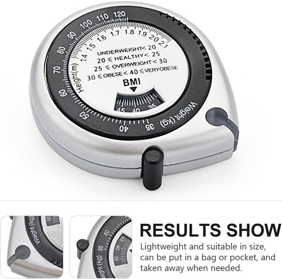 Pocket Body Fat Measureing Tape for Fat Measureing Tape BMI Waist Measuring Ruler 6x5cm Body Calculator Silver PVC/1360