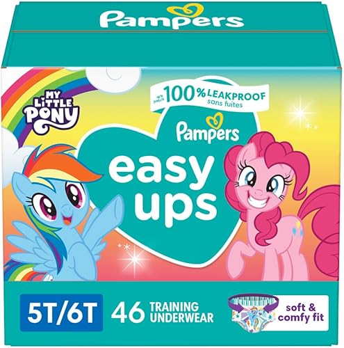 Pampers Easy Ups - Pantalones de entrenamiento para niñas y niños, talla 5T-6T, 46 unidades, ropa interior de entrenamiento My Little Pony